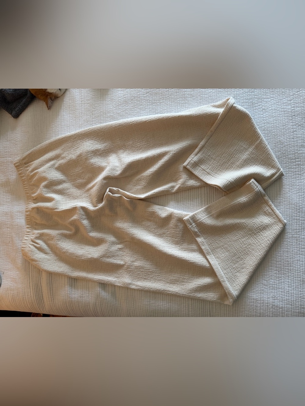 Kersh Long Sleeve Waffle Knit Shirt — Cream